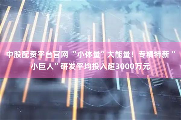 中股配资平台官网 “小体量”大能量！专精特新“小巨人”研发平均投入超3000万元